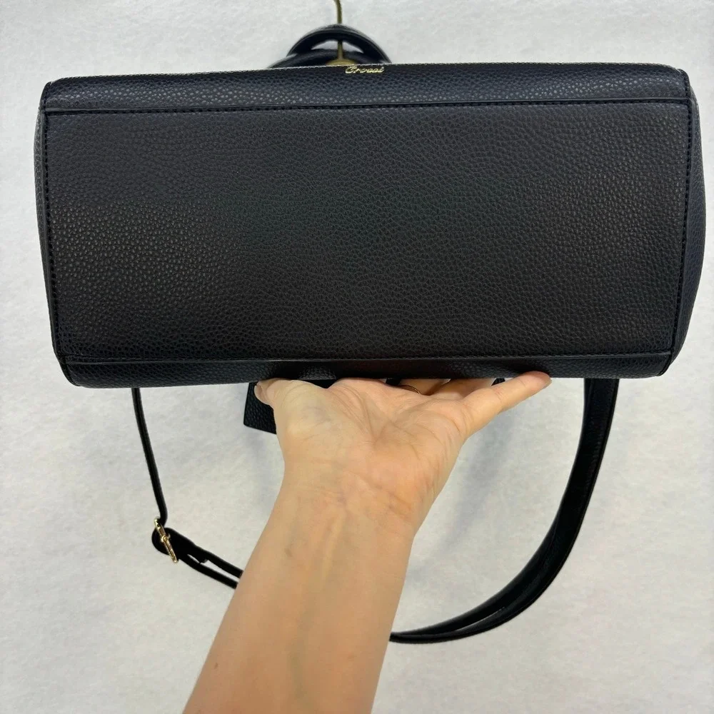 Crossci Black Satchel Bow Accent Shoulder Bag Purse Handbag Glam Feminine